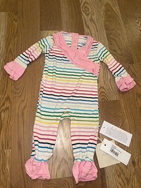 Kickee Pants Kimono Double Ruffle Romper NWT